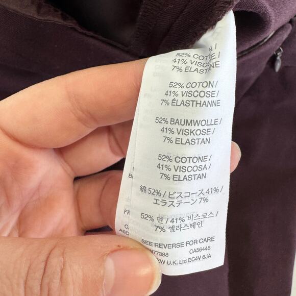 J.Crew Pants Womens 2 Purple Red Martie Bi Stretch High Waist Crop Ankle cotton‎ - Picture 5 of 9